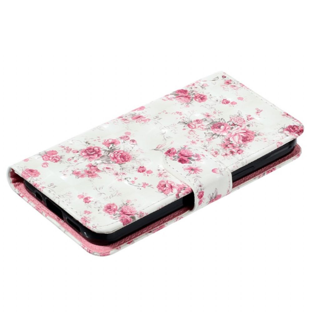 Leren Hoesje Samsung Galaxy S24 Plus 5g Liberty-bloemen Met Riem Bescherming Hoesje