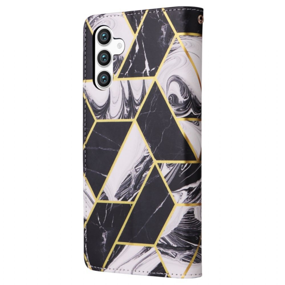 Leren Hoesje Samsung Galaxy S24 Plus 5g Marmerprint Met Band