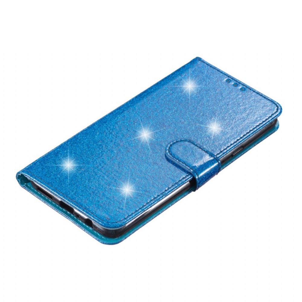 Leren Hoesje Samsung Galaxy S24 Plus 5g Pailletten Met Bandjes Bescherming Hoesje