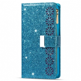 Leren Hoesje Samsung Galaxy S24 Plus 5g Pailletten Met Bandjes Bescherming Hoesje