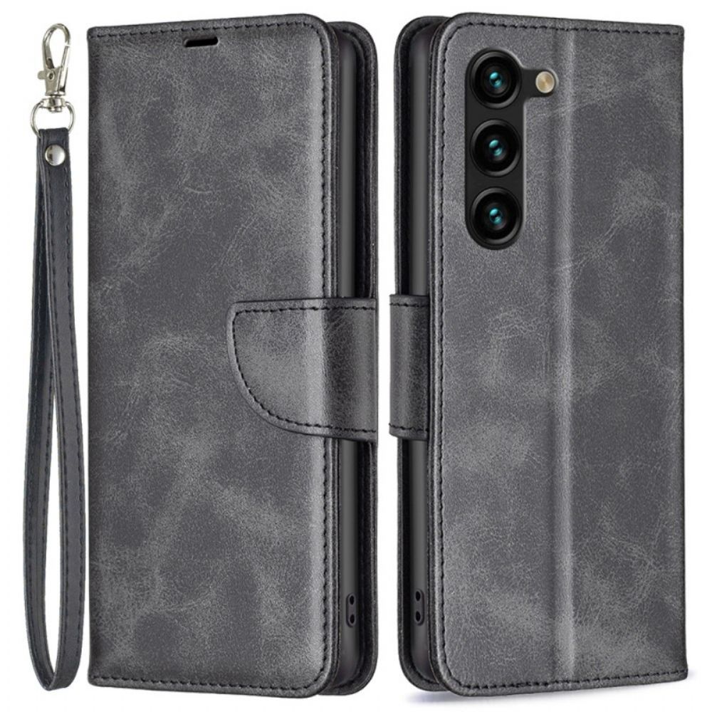 Leren Hoesje Samsung Galaxy S24 Plus 5g Schuine Sluiting En Riem