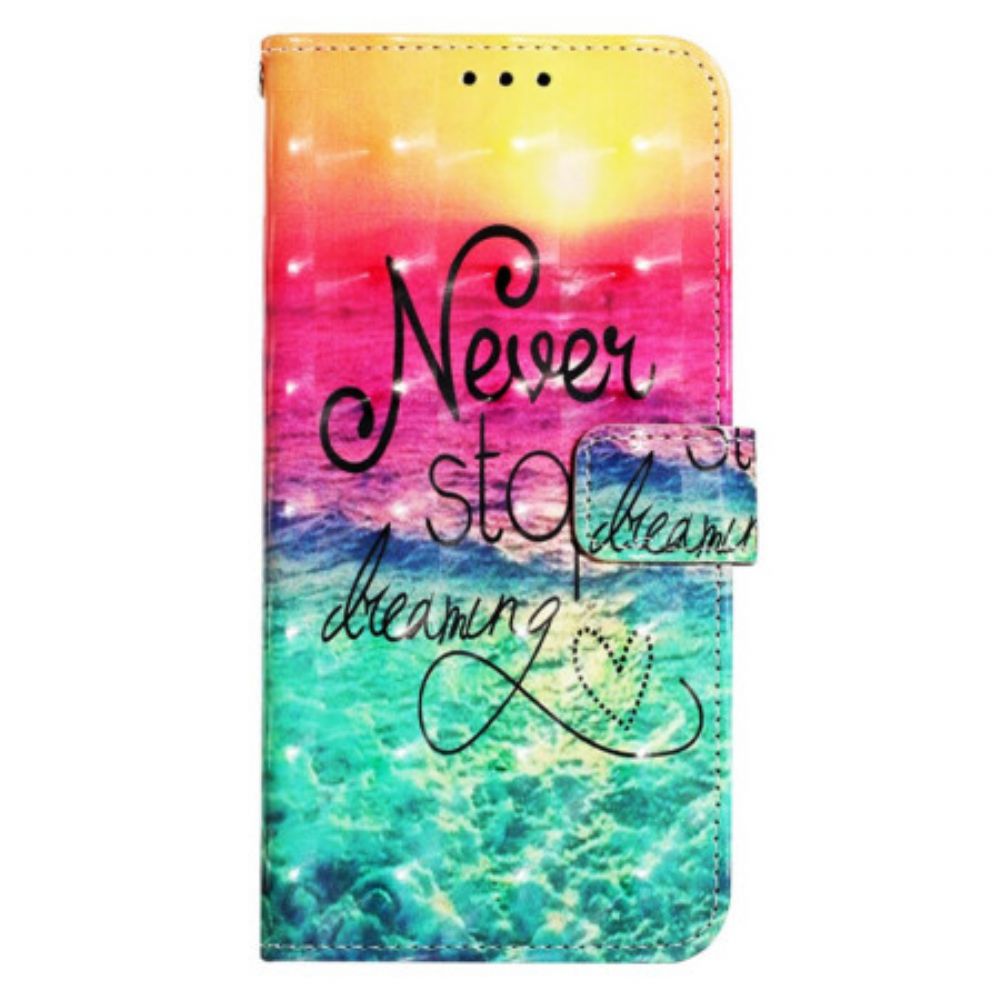 Leren Hoesje Samsung Galaxy S24 Plus 5g Stop Nooit Met Dromen Bescherming Hoesje