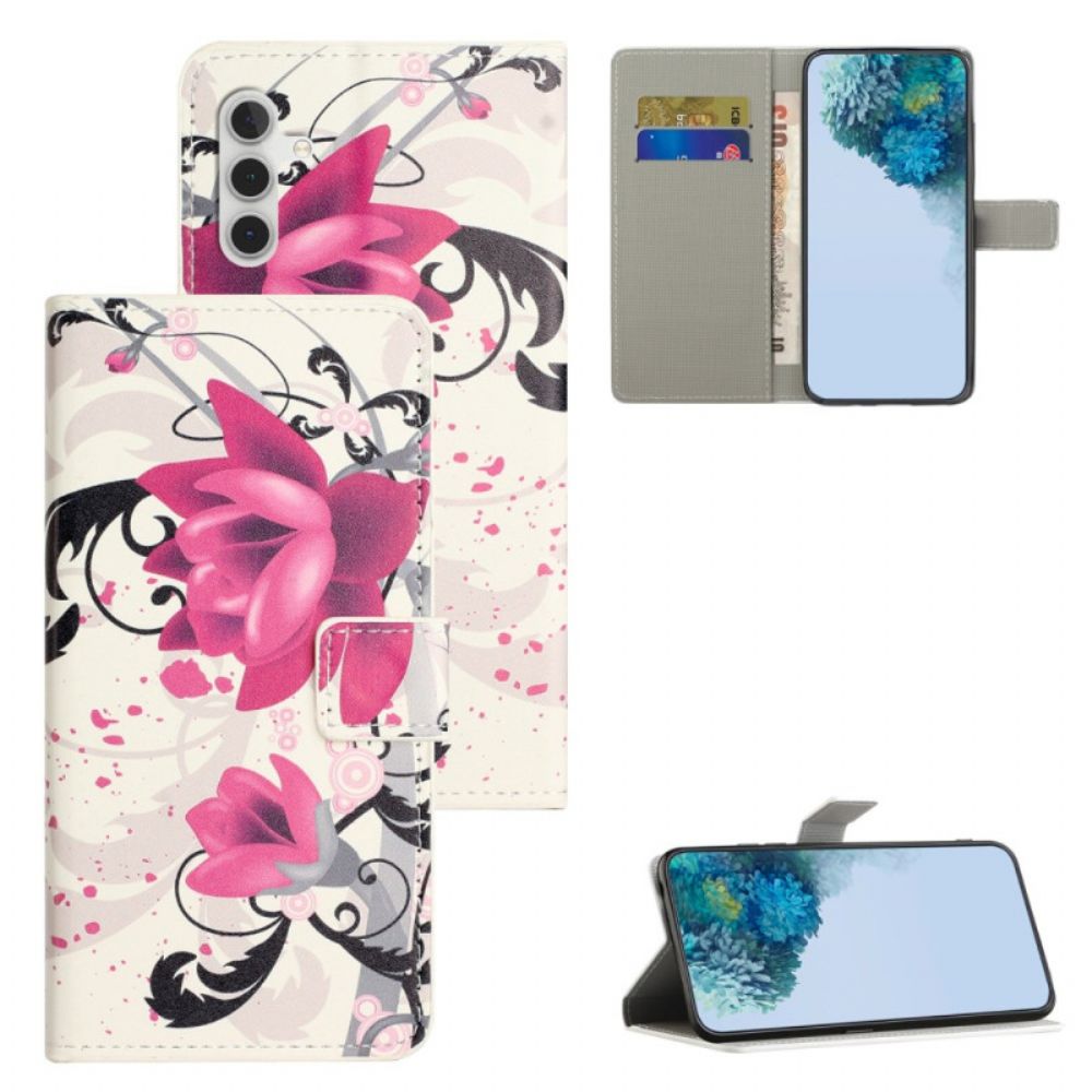 Leren Hoesje Samsung Galaxy S24 Plus 5g Tropische Bloemen Bescherming Hoesje