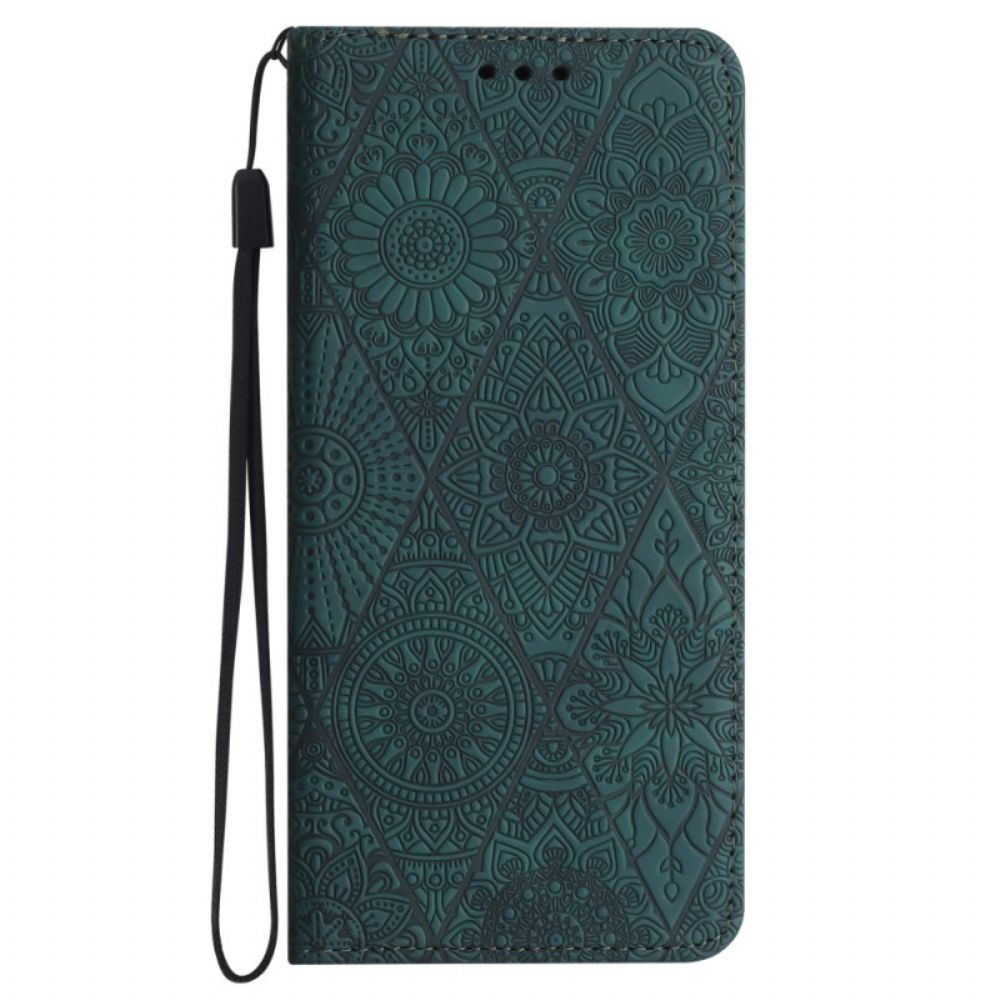 Leren Hoesje Voor Samsung Galaxy S24 Plus 5g Bloemenpatroon