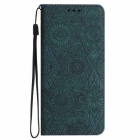 Leren Hoesje Voor Samsung Galaxy S24 Plus 5g Bloemenpatroon