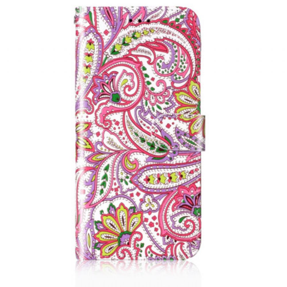 Leren Hoesje Voor Samsung Galaxy S24 Plus 5g Ontwerp Met Bloemenband