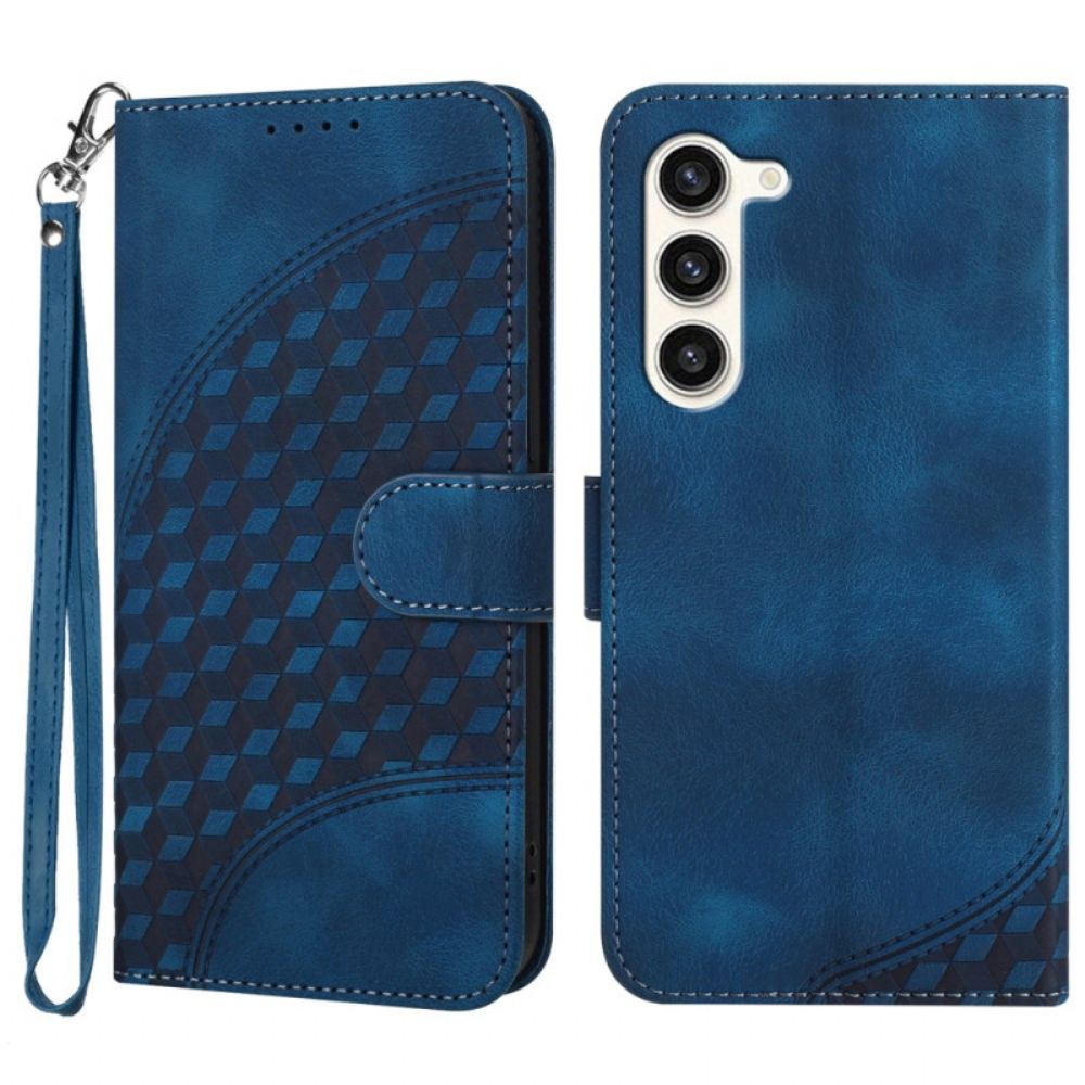 Leren Hoesje Voor Samsung Galaxy S24 Plus 5g Patroon Olifantenkop Met Riem