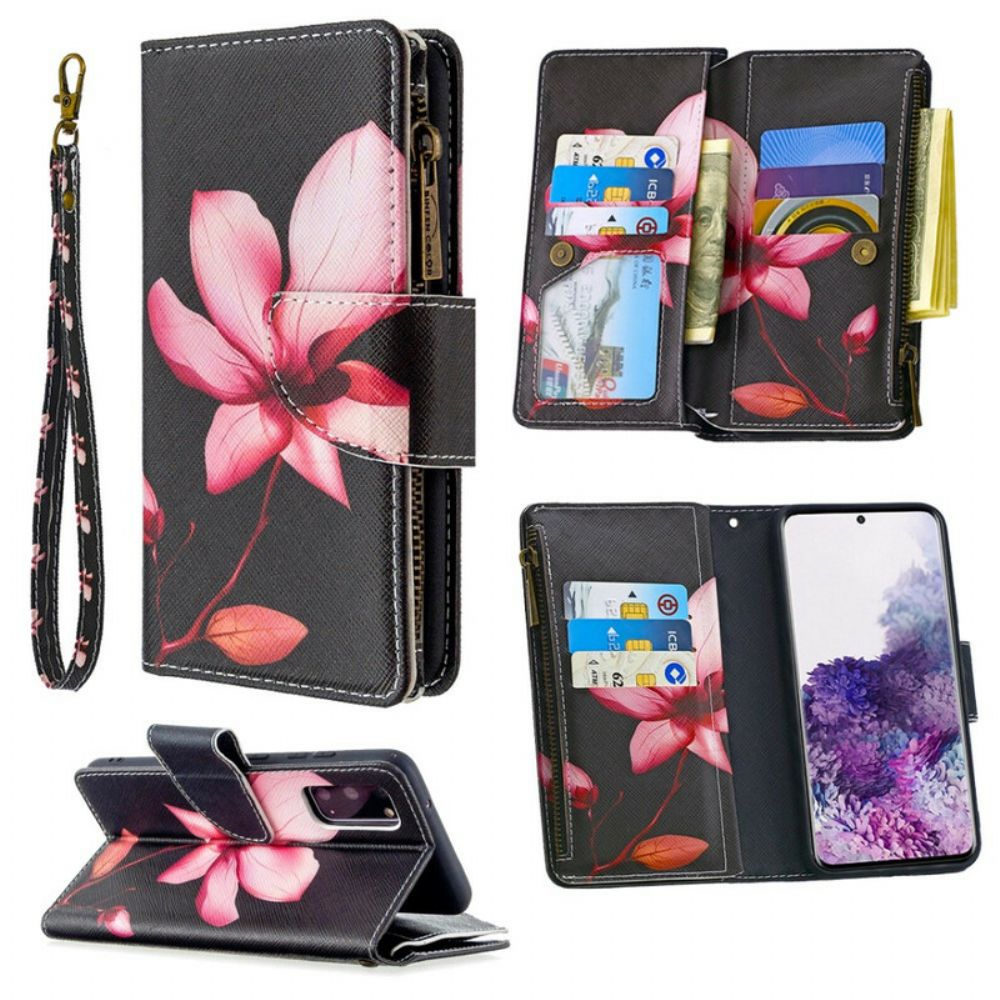 Flip Case voor Samsung Galaxy S20 Bloemzak Met Rits