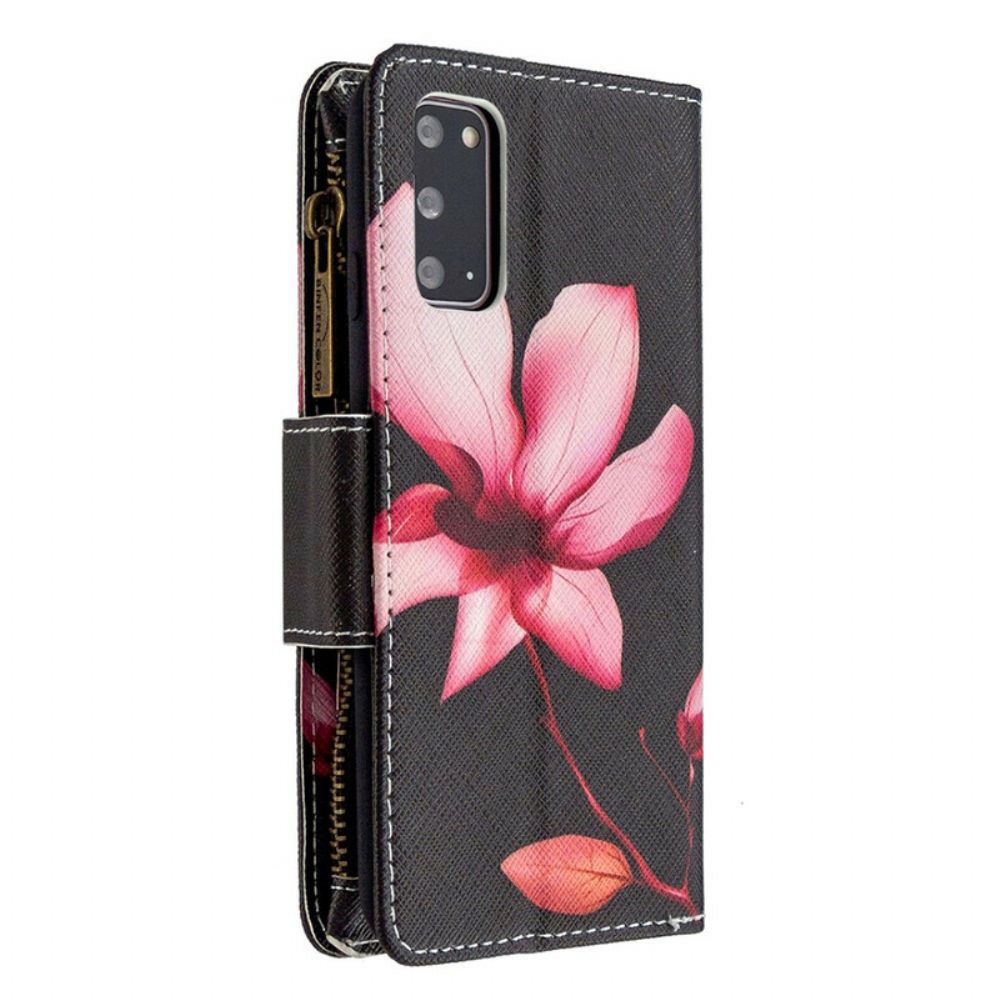 Flip Case voor Samsung Galaxy S20 Bloemzak Met Rits