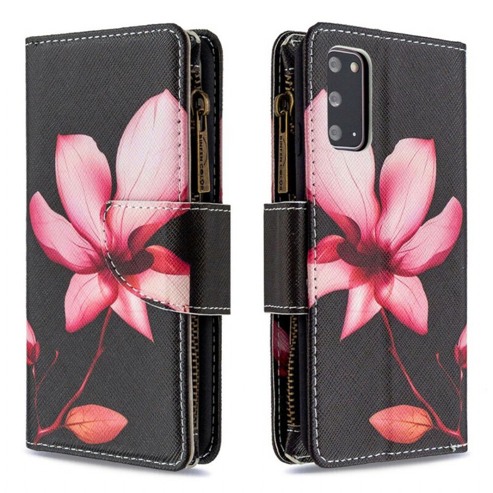 Flip Case voor Samsung Galaxy S20 Bloemzak Met Rits