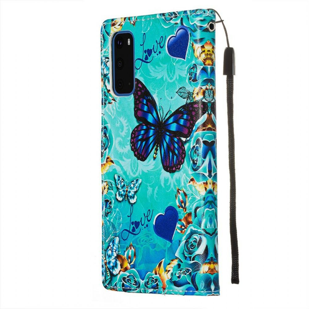 Flip Case voor Samsung Galaxy S20 Gouden Vlinders