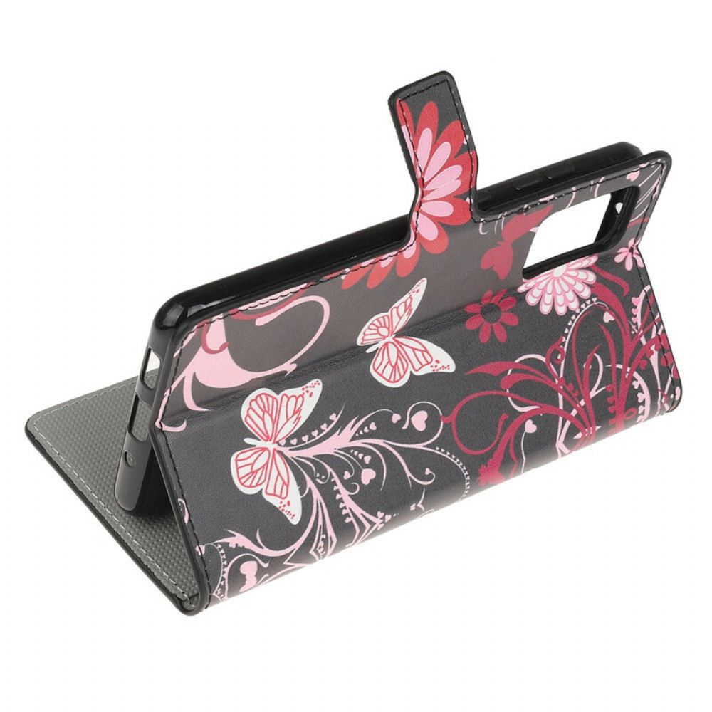 Flip Case voor Samsung Galaxy S20 Vlinders En Bloemen