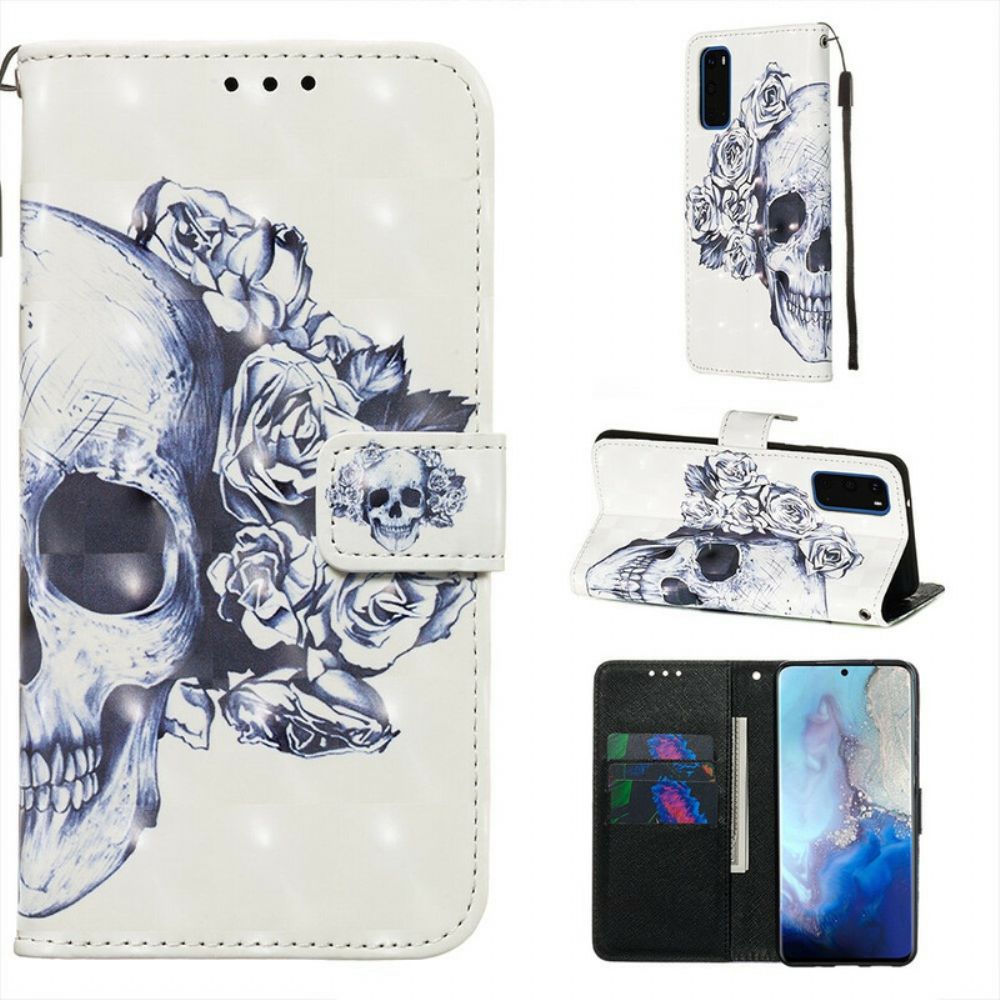 Folio-hoesje voor Samsung Galaxy S20 Bloemenschedel