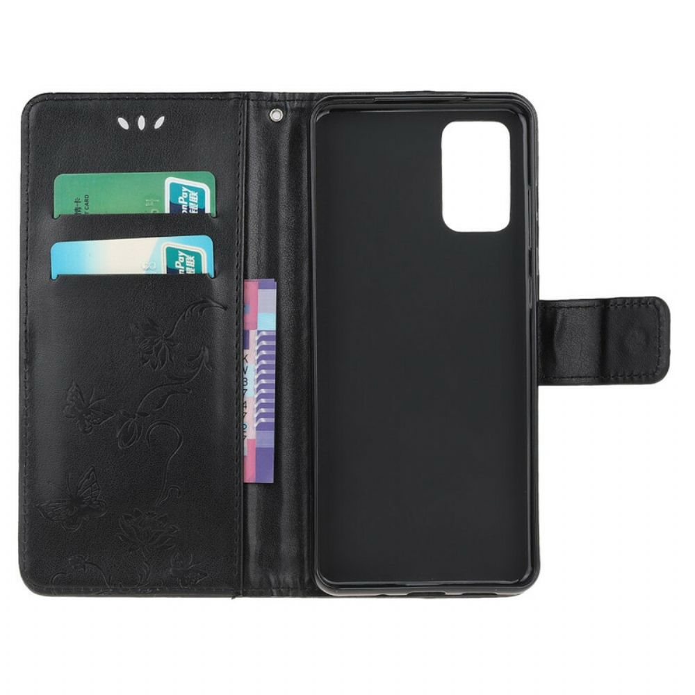 Folio-hoesje voor Samsung Galaxy S20 Met Ketting Discretieband Vlinders