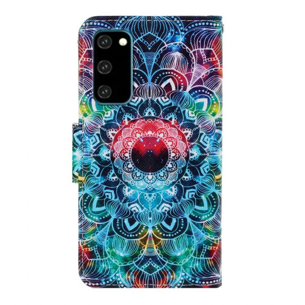 Folio-hoesje voor Samsung Galaxy S20 Met Ketting Flashy Strappy Mandala