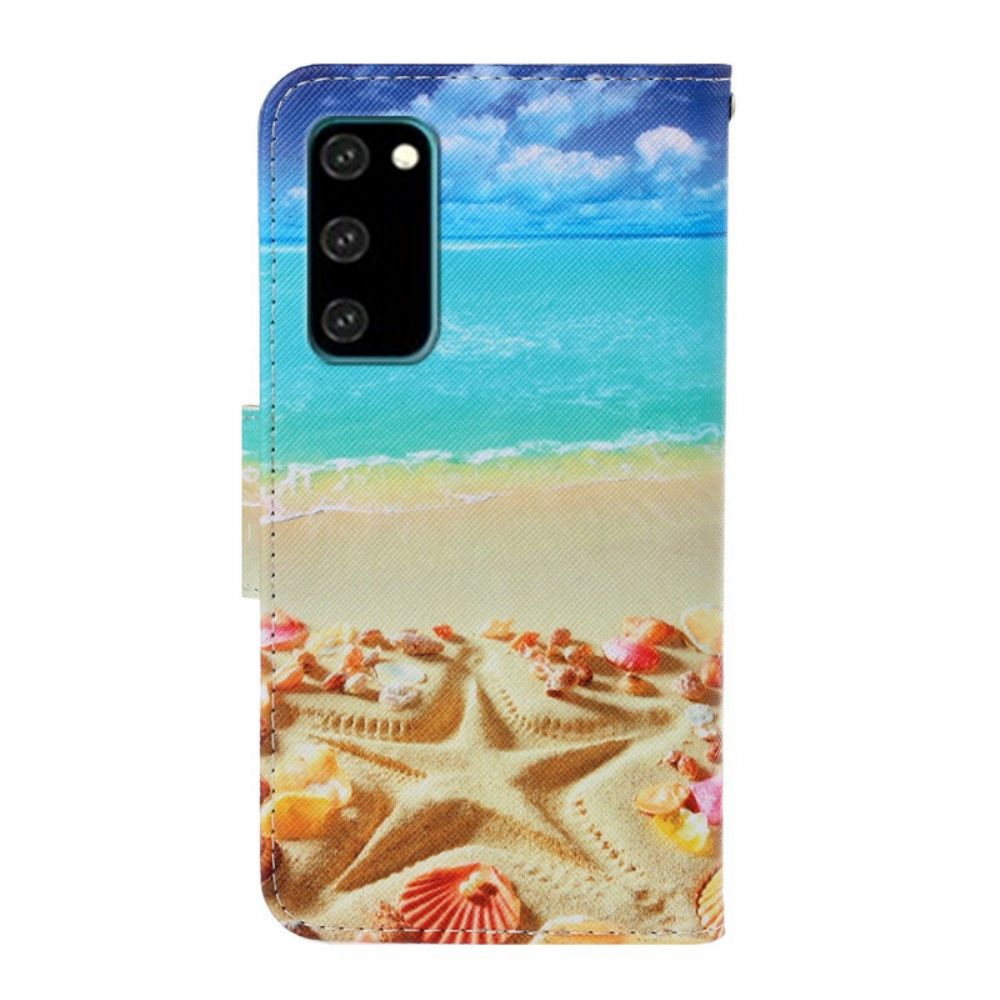 Folio-hoesje voor Samsung Galaxy S20 Met Ketting Strandstrand