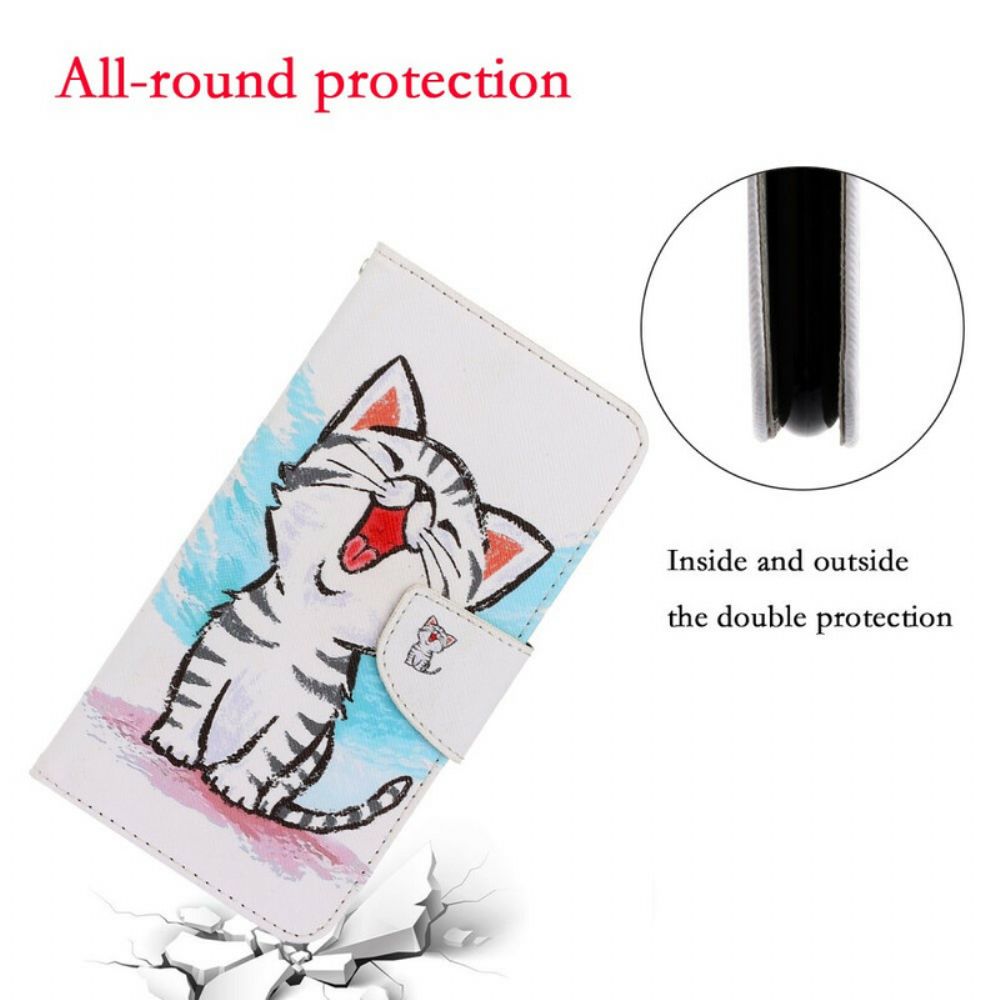 Folio-hoesje voor Samsung Galaxy S20 Met Ketting Thong Kleur Kitten