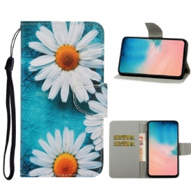 Folio-hoesje voor Samsung Galaxy S20 Met Ketting Thong Madeliefjes