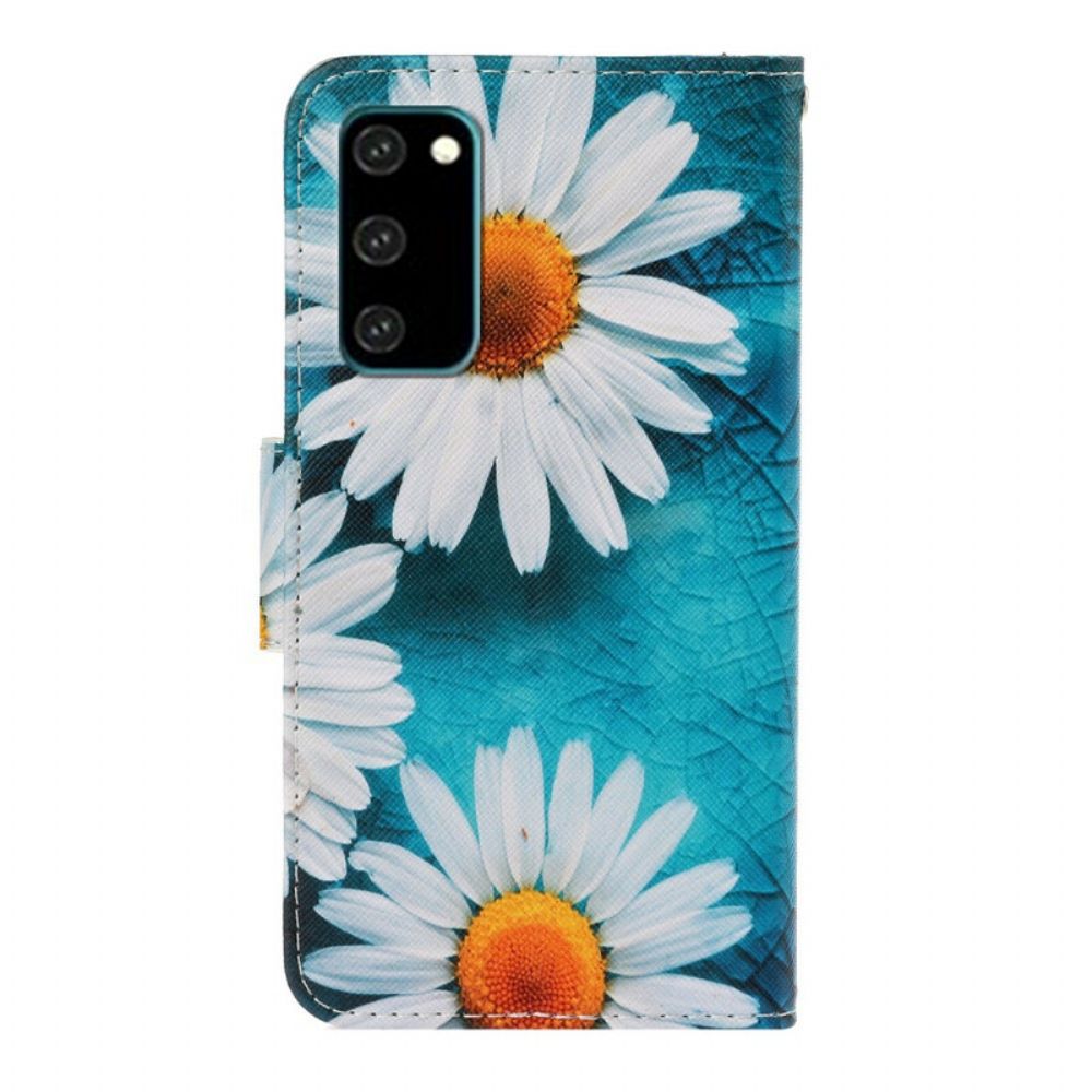 Folio-hoesje voor Samsung Galaxy S20 Met Ketting Thong Madeliefjes