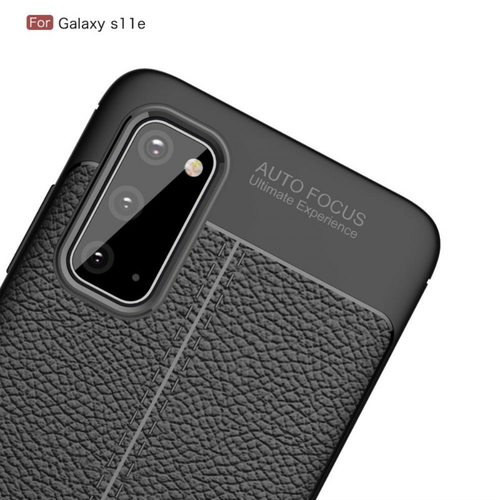 Hoesje voor Samsung Galaxy S20 Dubbele Lijn Litchi Leder Effect