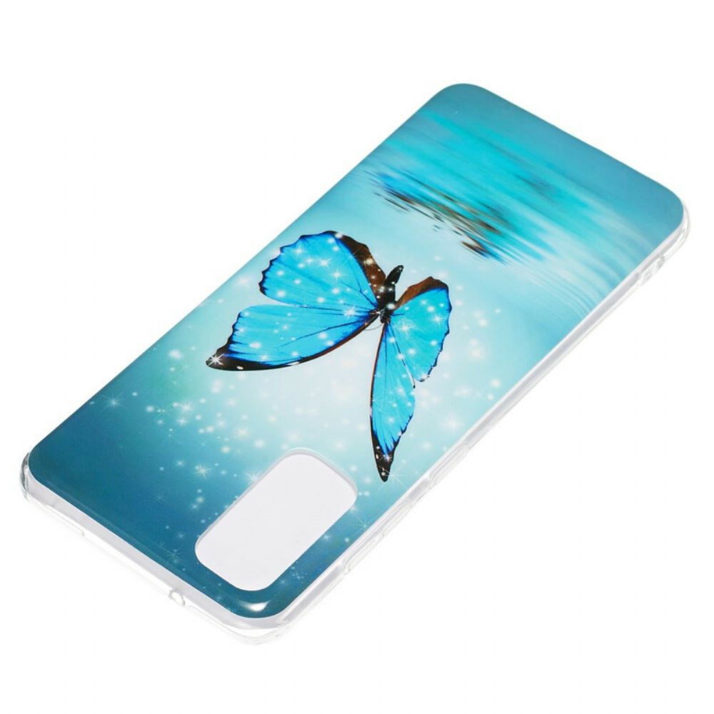 Hoesje voor Samsung Galaxy S20 Fluorescerende Blauwe Vlinder