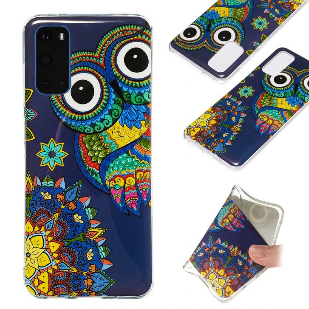 Hoesje voor Samsung Galaxy S20 Fluorescerende Mandala Uil