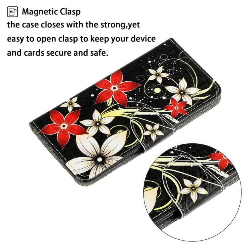 Leren Hoesje voor Samsung Galaxy S20 Met Ketting Kleurrijke Bandbloemen