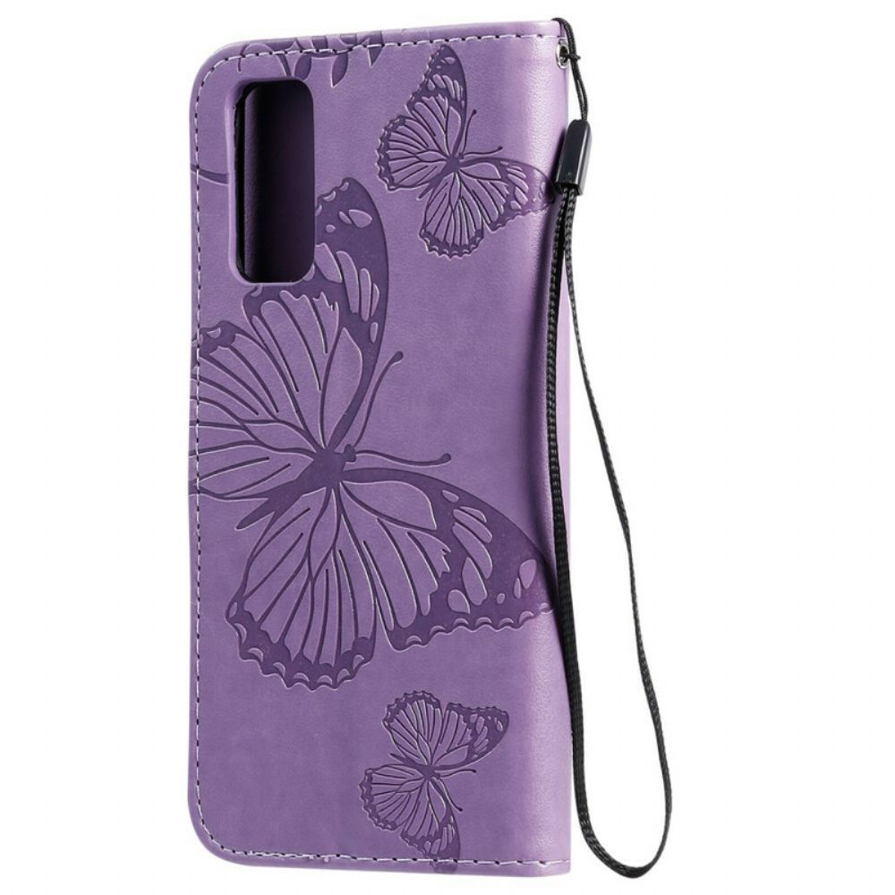 Leren Hoesje voor Samsung Galaxy S20 Met Ketting Reuzenvlinders Met Bandjes