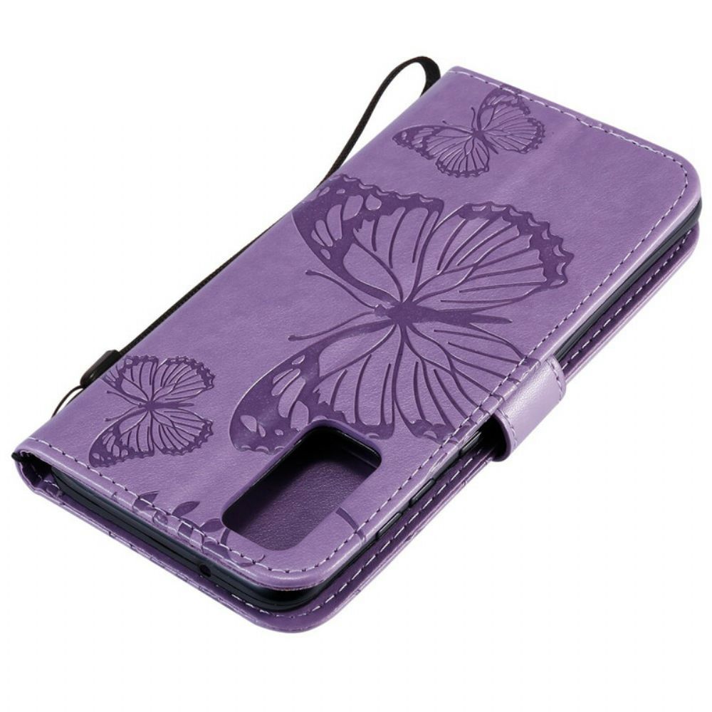 Leren Hoesje voor Samsung Galaxy S20 Met Ketting Reuzenvlinders Met Bandjes