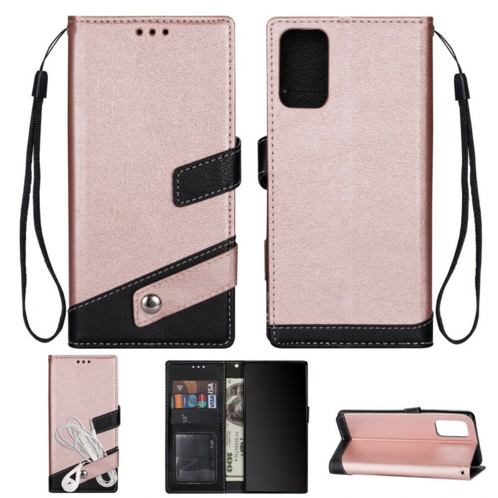 Leren Hoesje voor Samsung Galaxy S20 Tweekleurige Koptelefoonhouder