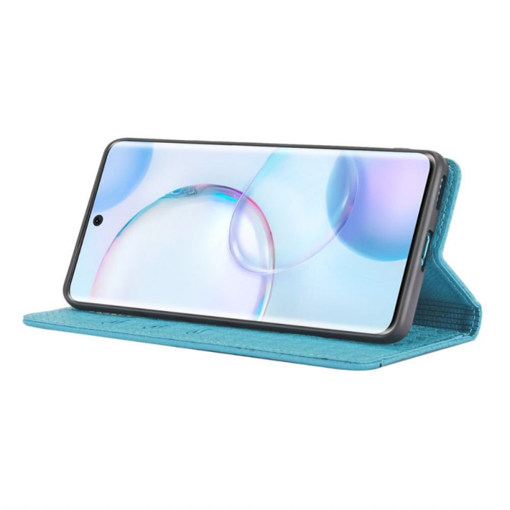 Folio-hoesje voor Huawei Nova 9 Pro / Honor 50 Pro Met Ketting Geweven Lederen Bandstijl