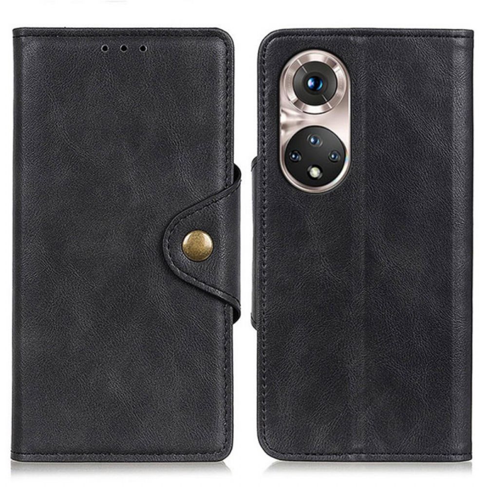 Folio-hoesje voor Huawei Nova 9 Pro / Honor 50 Pro Vintage Kunstleer En Knoop