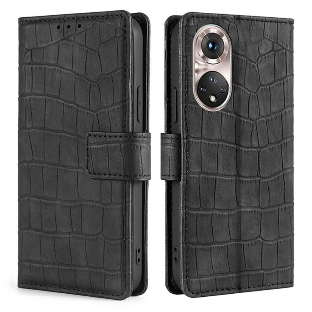 Leren Hoesje voor Huawei Nova 9 Pro / Honor 50 Pro Skin-touch Krokodil