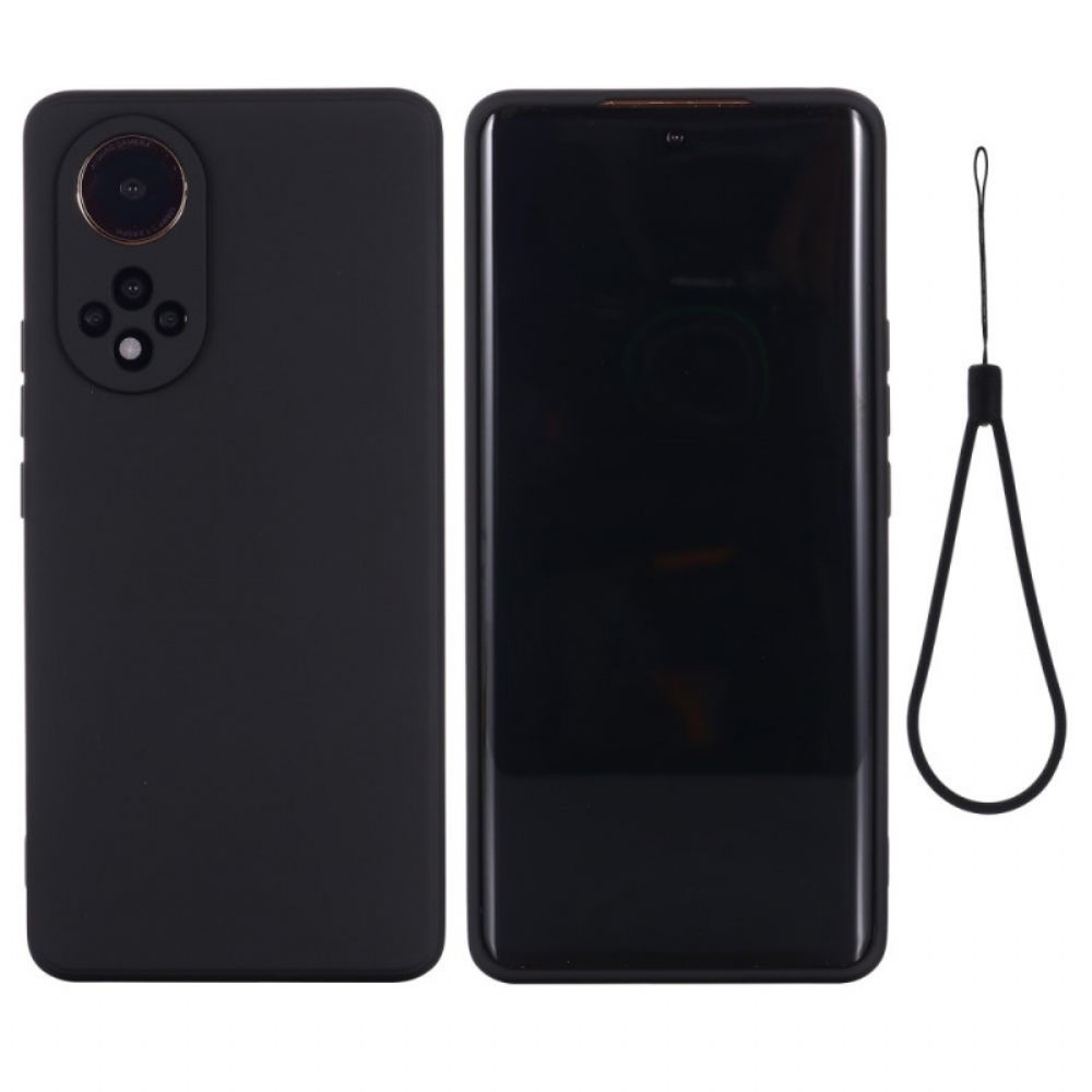 Telefoonhoesje voor Huawei Nova 9 Pro / Honor 50 Pro Vloeibare Siliconen Met Lanyard