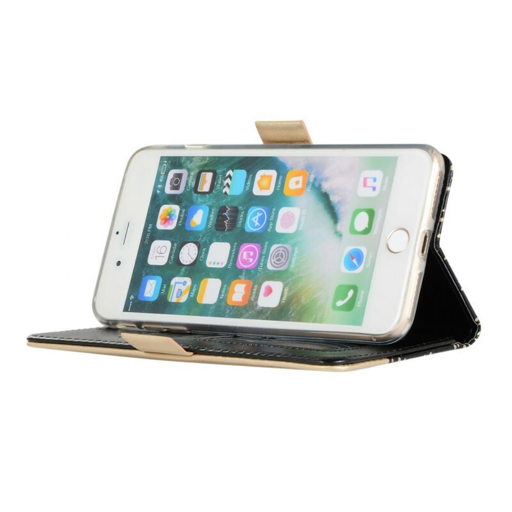 Flip Case voor iPhone 8 Plus / 7 Plus Met Ketting Portemonnee Met Veters En Bandjes