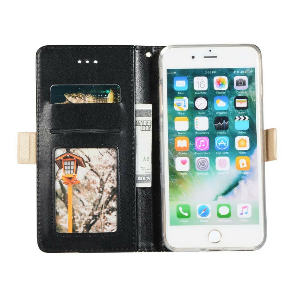 Flip Case voor iPhone 8 Plus / 7 Plus Met Ketting Portemonnee Met Veters En Bandjes