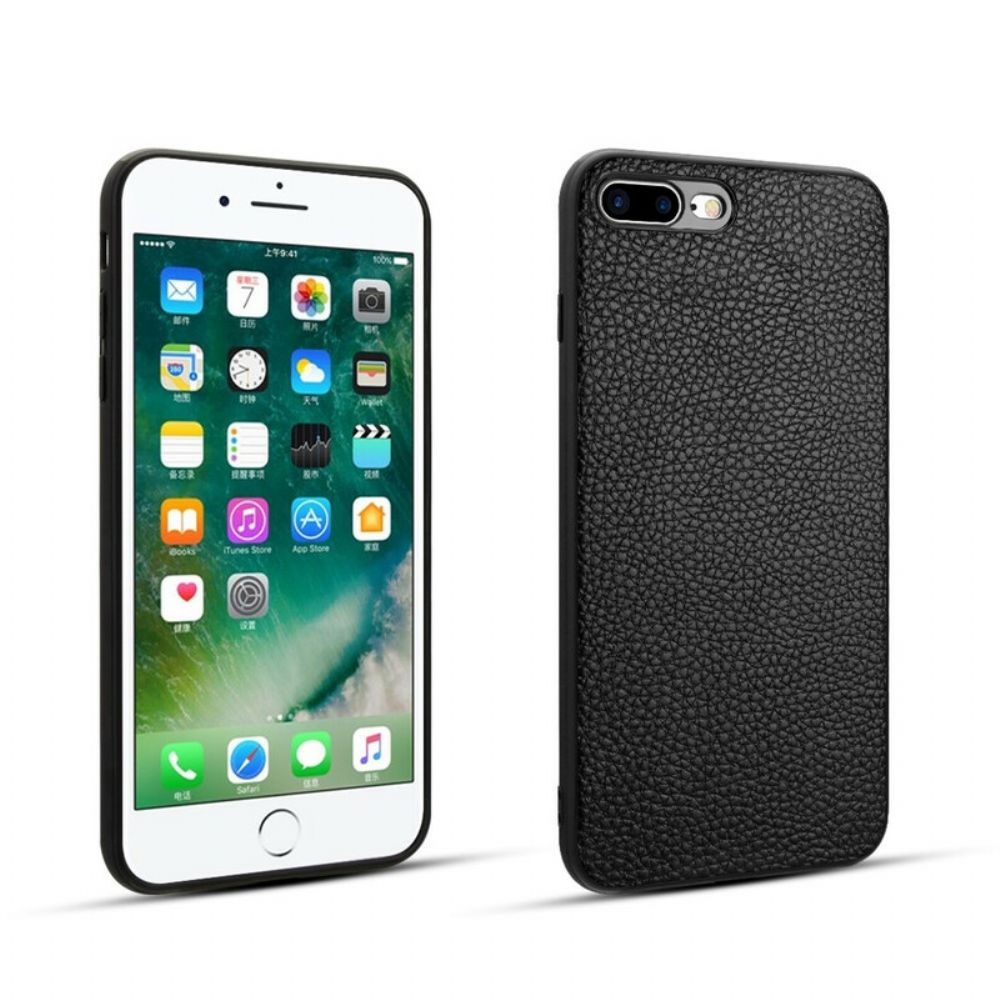 Hoesje voor iPhone 8 Plus / 7 Plus Echt Litchi Leer