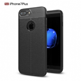 Telefoonhoesje voor iPhone 8 Plus / 7 Plus Dubbele Lijn Litchi Leder Effect