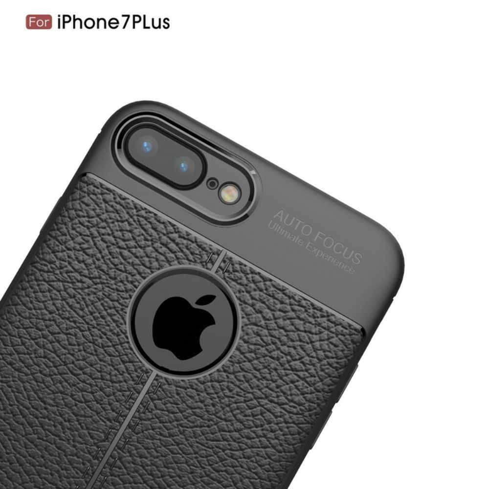 Telefoonhoesje voor iPhone 8 Plus / 7 Plus Dubbele Lijn Litchi Leder Effect