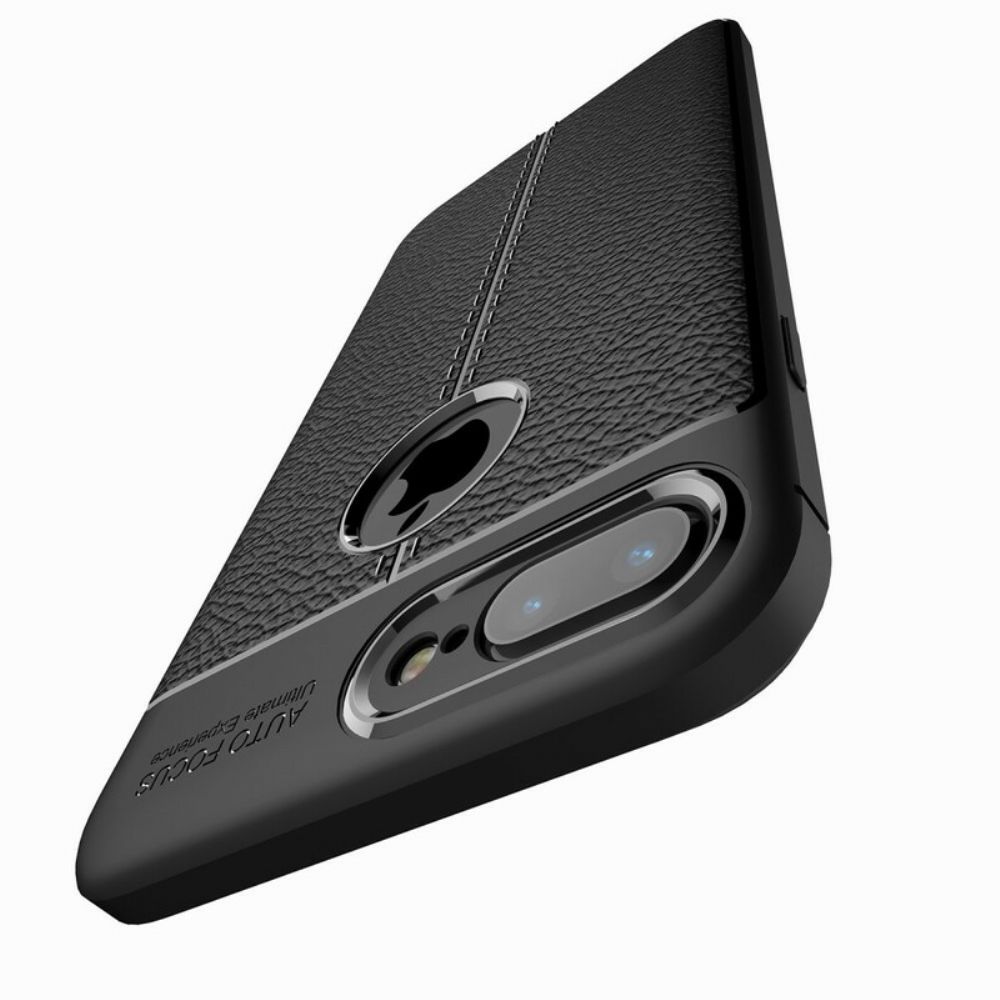 Telefoonhoesje voor iPhone 8 Plus / 7 Plus Dubbele Lijn Litchi Leder Effect