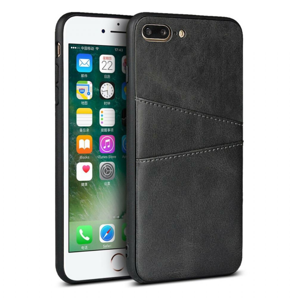 Telefoonhoesje voor iPhone 8 Plus / 7 Plus Monochroom Dubbele Kaarthouder