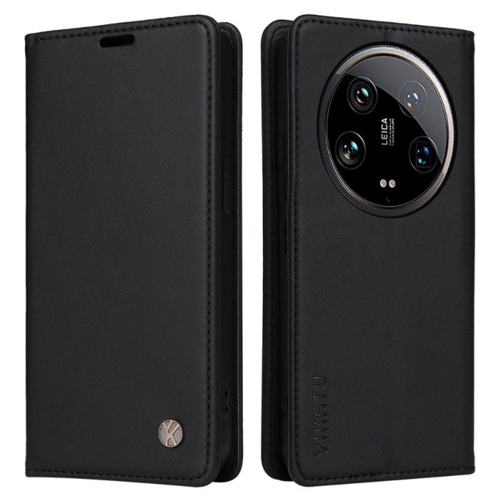 Folio-hoesje Voor Xiaomi 14 Ultra Yikatu Leereffect