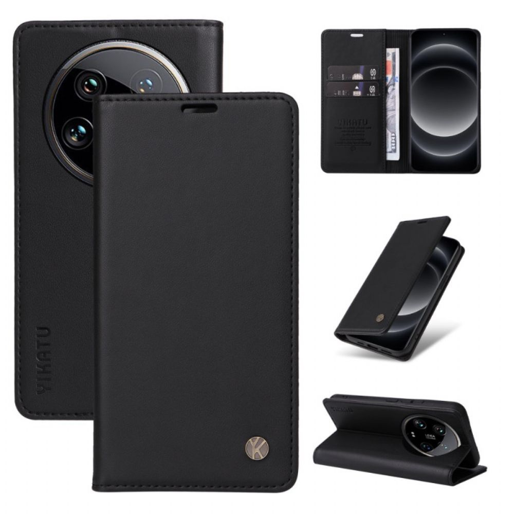 Folio-hoesje Voor Xiaomi 14 Ultra Yikatu Leereffect