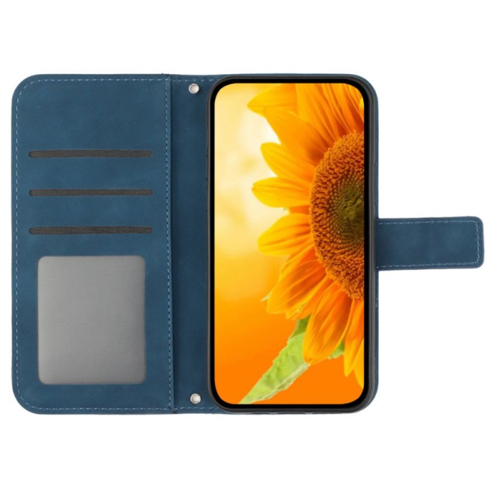 Folio-hoesje Xiaomi 14 Ultra Zonnebloempatroon Met Riempje