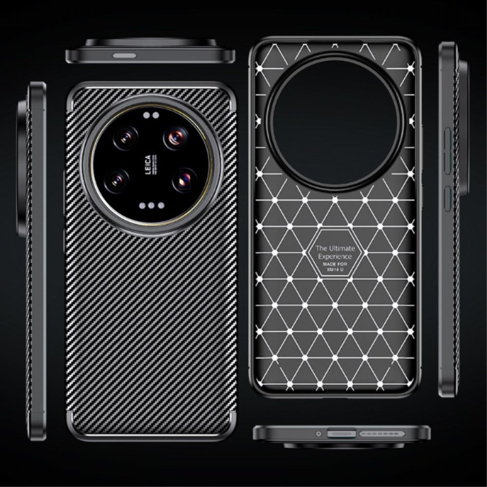 Hoesje Xiaomi 14 Ultra Flexibele Koolstofvezel Bescherming Hoesje