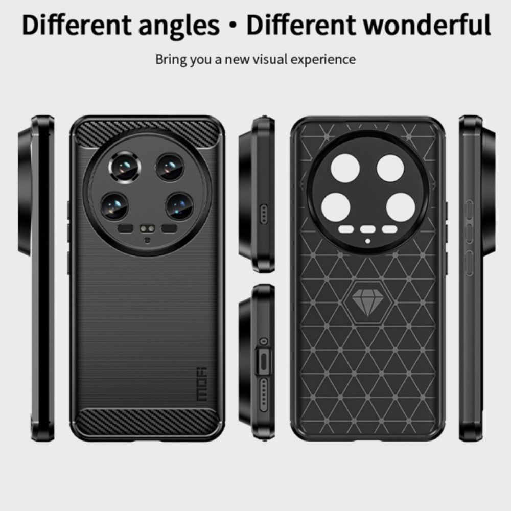 Hoesje Xiaomi 14 Ultra Mofi Geborstelde Koolstofvezel Bescherming Hoesje