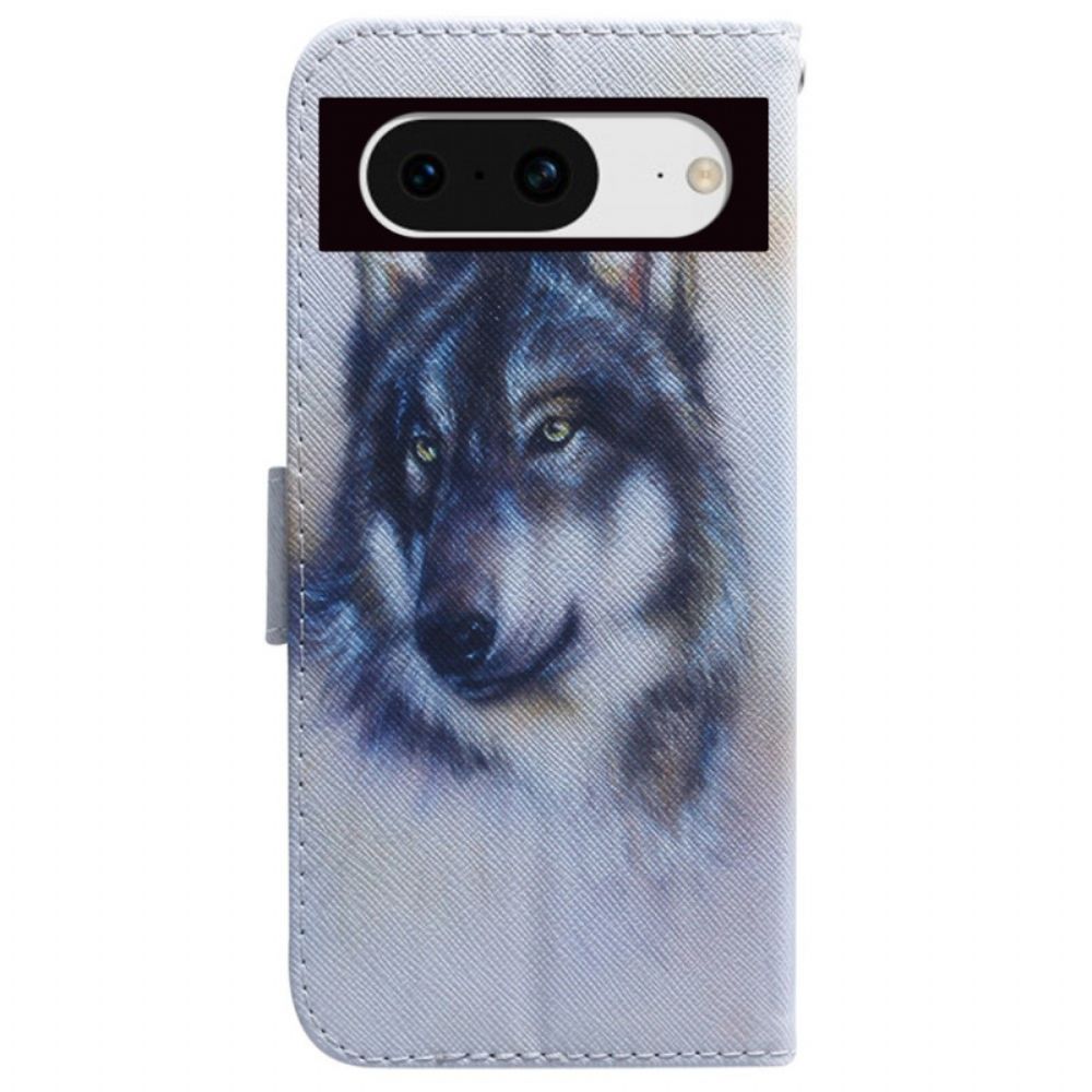 Flip Case Leren Google Pixel 8 Aquarelhond