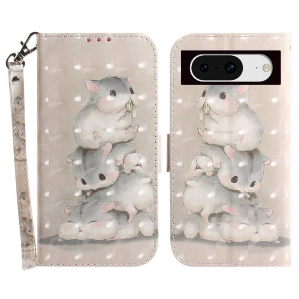 Leren Hoesje Google Pixel 8 Hamsters Met Riem