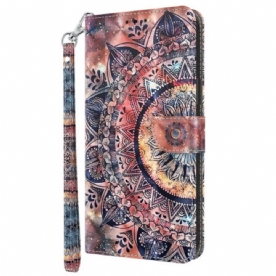 Leren Hoesje Google Pixel 8 Kleurrijke Mandala Met Bandje