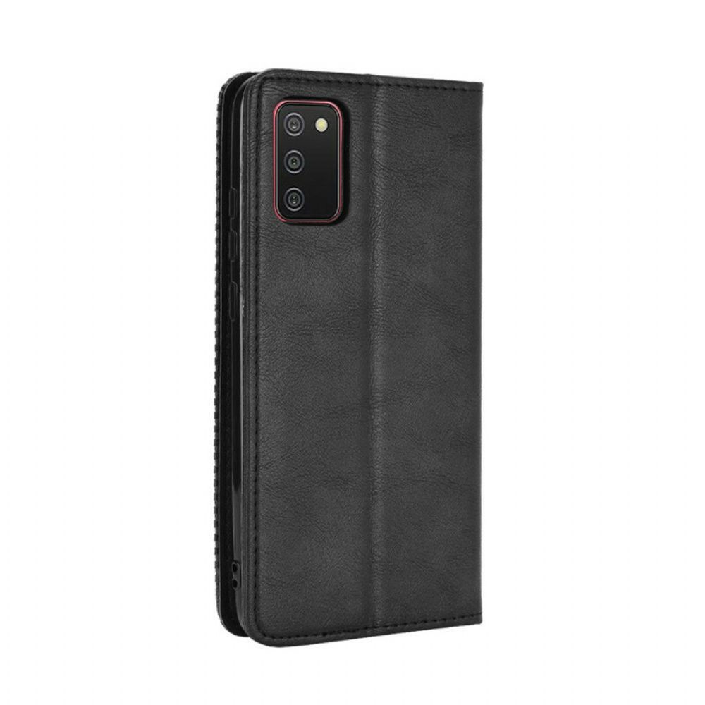 Bescherming Hoesje voor Samsung Galaxy A02s Folio-hoesje Vintage Gestileerd Leereffect